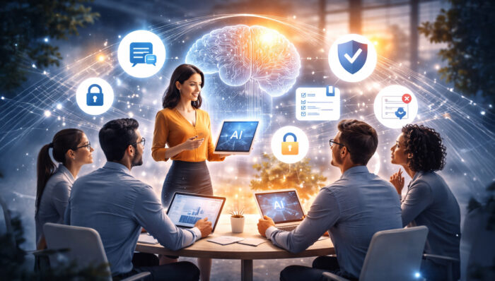 governança de IA e comunicação interna